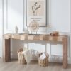 Modern Console Table Entryway Table With Sculpted Block Design Narrow Sofa Table For Hallway Living Room Or Foyer - Multicolor - Image 5