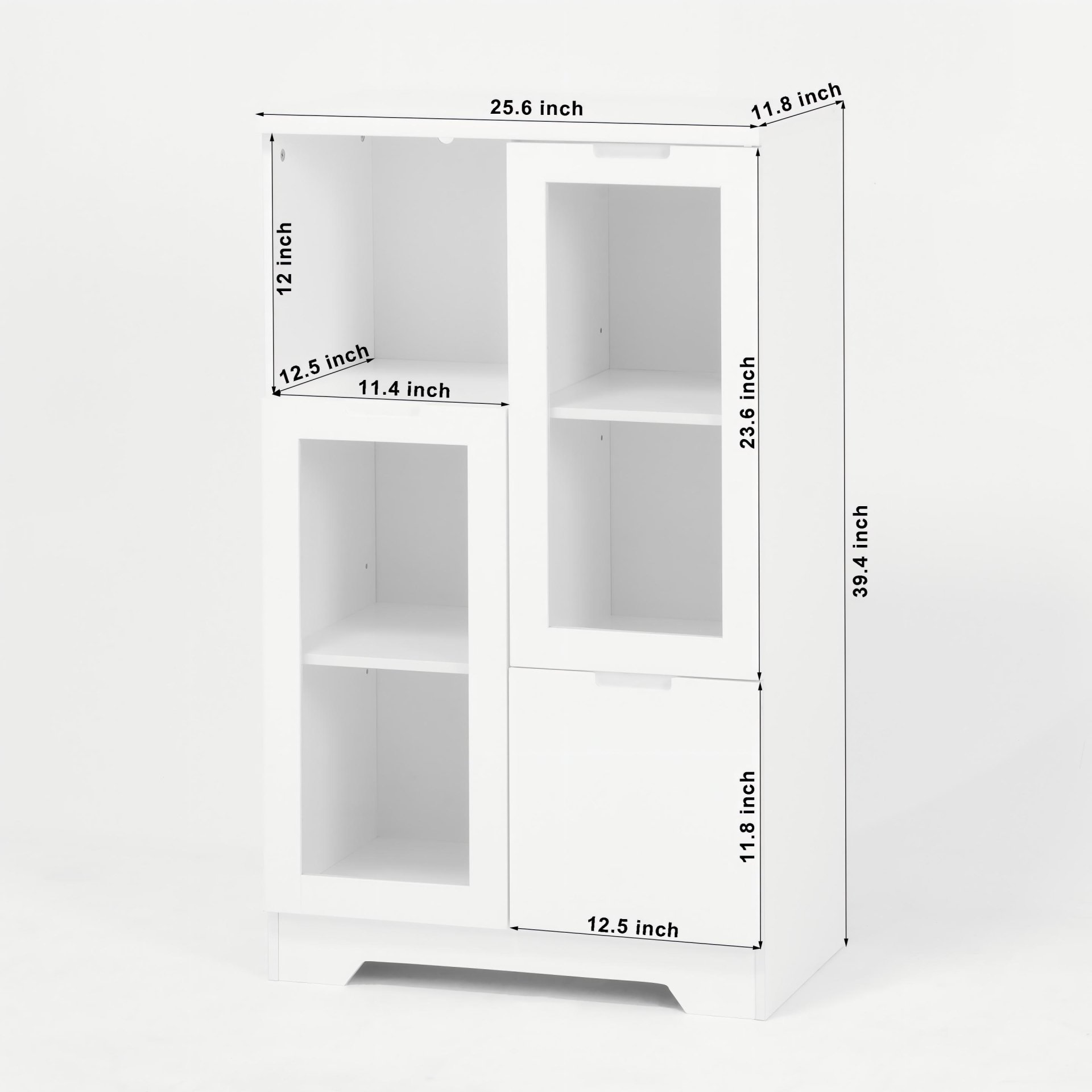 Modern Painted Cabinet With Glass Doors And Drawer - White - Image 3