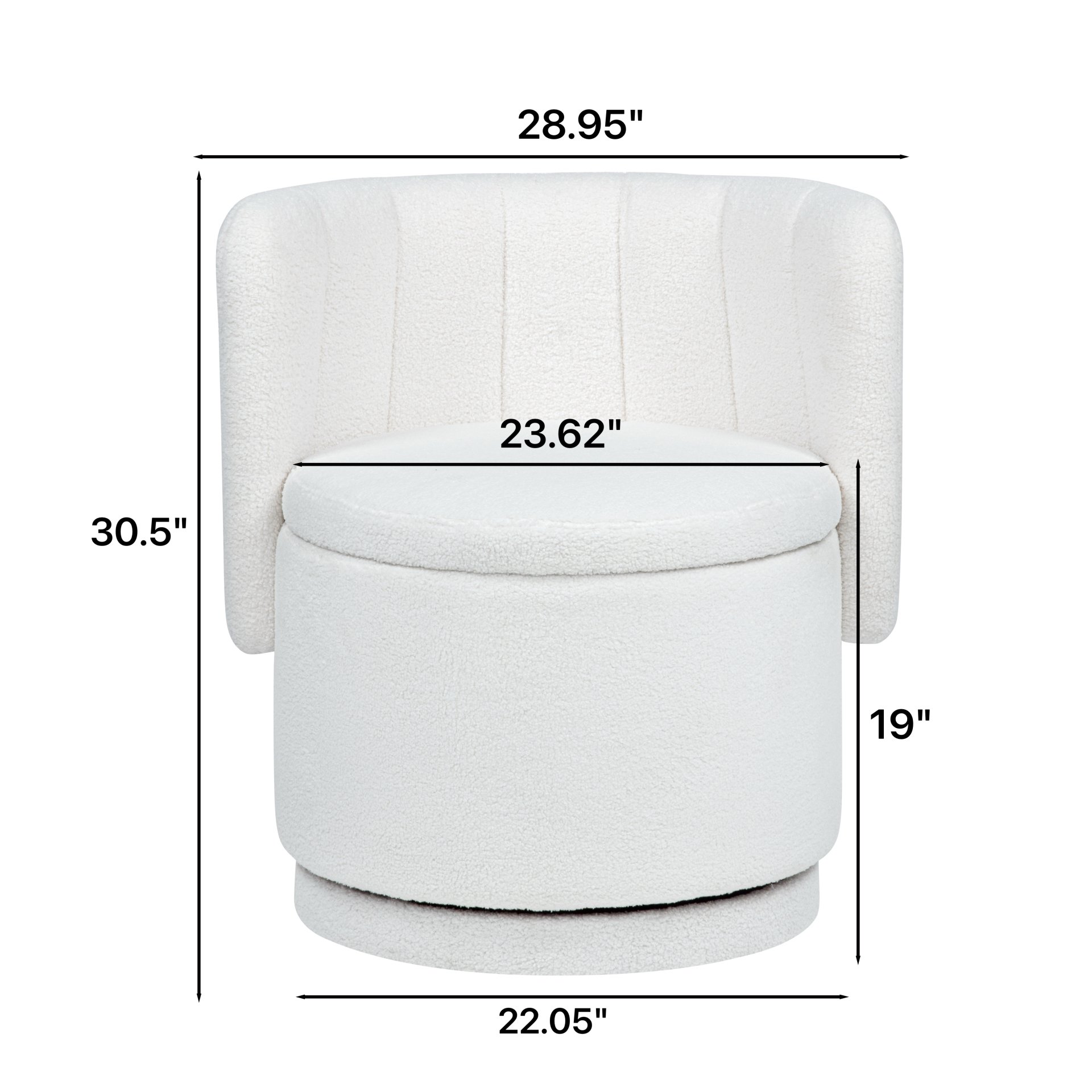 Modern 360 Degree Swivel Back Sofa Chair With Storage Space Boucle, Perfect For Bedroom And Living Room - Beige - Image 3