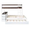 Full Over Full Bunk Bed With Twin Size Trundle, Storage And Desk - White / Walnut - Image 9