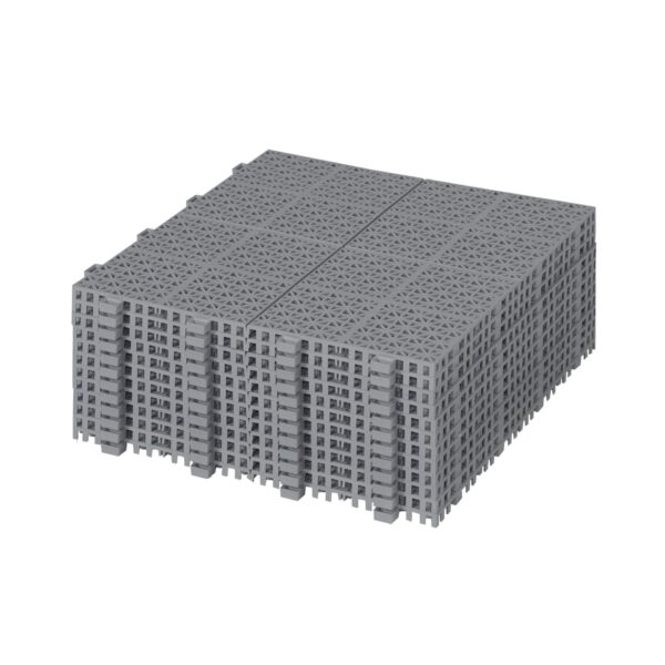 Interlocking Deck Tiles Plastic Waterproof Outdoor All Weather Anti-Slip Bathroom Shower Balcony Porch Strong Weight Capacity Upto 6613 Lbs, Rosette Pattern Pack Of 12 - Gray