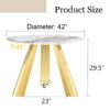 Stainless Steel Pattern Burning Stone Round Table Suitable For 2, 4 Or 6 People - Gold / White - Image 3