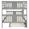 Full Over Full Bunk Bed With Twin Size Trundle And Ladder - Gray - Image 6