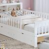 Twin Size Bed With Headboard Storage Rack, 2 Under Bed Drawers, 3 - Side Guardrails For Safety And Security - White - Image 23