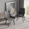 Modern Dining Chair Living Room Metal Leg Dining Chair (Set of 2) - Black / Gray - Image 3