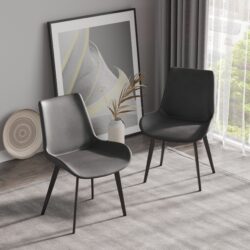 Modern Dining Chair Living Room Metal Leg Dining Chair (Set of 4) - Black / Gray