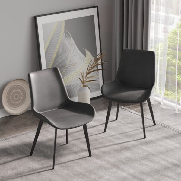 Modern Dining Chair Living Room Metal Leg Dining Chair (Set of 4) - Black / Gray