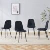 Luxury Simple Chair (Set of 4) Linen Cotton High Resilience Dining Chair With Metal Leg - Black - Image 4