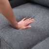 4 Seater Modern Linen Sofa With Armrest Pockets And 4 Pillows, Minimalist Style Couch - Dark Gray - Image 14