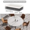 59.05" Modern Man-Made Stone Round Metal Dining Table-Position For 6 People - White / Black - Image 5