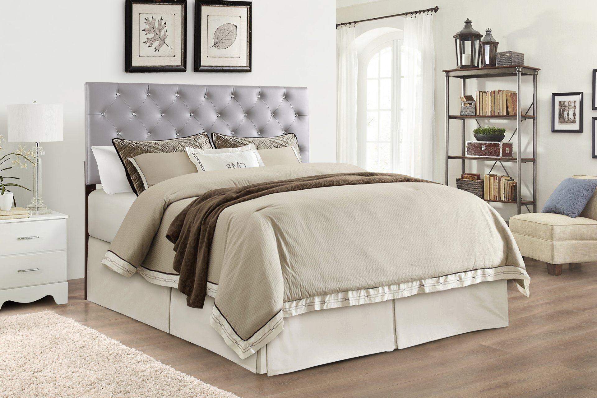 Casual Upholstered Headboard - Light Gray - Image 2