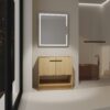 Modern Freestanding Bathroom Vanity With 2 Doors Storage, Excluding Sink - Oak - Image 2