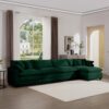 Modern Upholstered 4 Seater Corduroy Sofa With Footstool With Arm And Throw Pillows - Green - Image 12