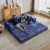 Convertible Floor Sofa Bed With Fixed Shape Frame, Loveseats Boneless Modular Sectional, For Living Room - Dark Blue - Image 12