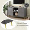 Modern TV Stand For TVs Up To 55", Entertainment Center Media Console, Adjustable Shelf, Metal Legs, Handles And Anti-Tip Device For Living Room - Gray - Image 8
