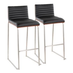 Mason Mara - Contemporary Fixed Height Barstool (Set of 2) - Walnut / Black