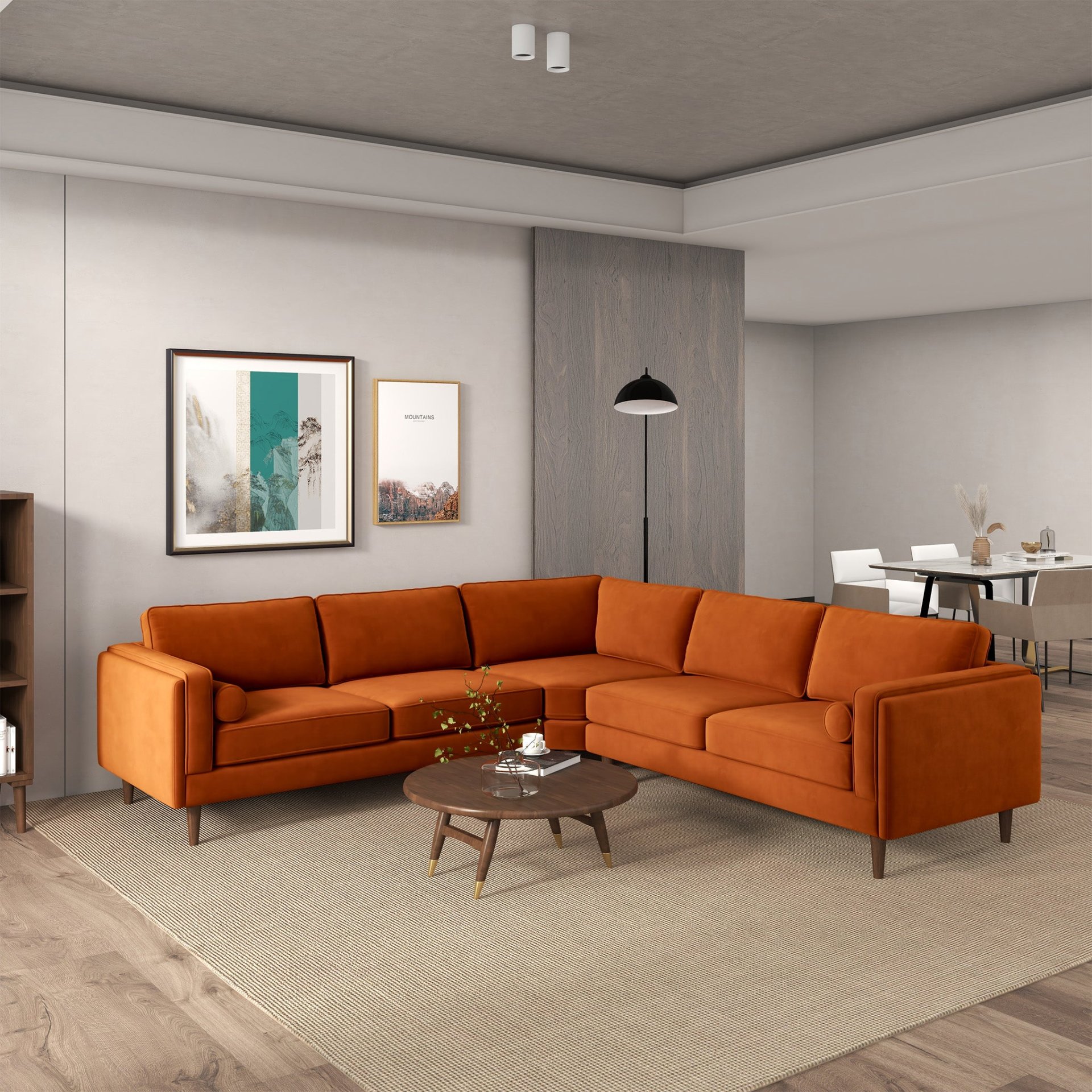 Amber - Corner Sectional Sofa - Orange - Image 4