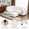 U - Shaped Sectional Sofa Modular Sofa Couch With A Movable Ottoman, A Coffee Table With Hidden Charging Devices For Living Room - White - Image 7