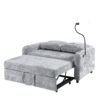 Modern Loveseat Pull Out Sofa Bed With Adjustable Backrest, Two Cup Holders, A Phone Holder, Three Charging Ports And Side Storage Pockets For Living Room - Gray - Image 20