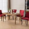 Ultra Side Dining Chair, Thickened Fabric Chairs With Neutrally Toned Solid Wood Legs, Bronze Nail Head (Set of 2) - Wine Red / Burgundy - Image 19