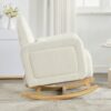Accent Rocking Chair With Curved Back & Pillow, Base, Ultimate Comfort For Living Room Or Nursery - Cream White - Image 6