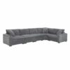 Convertible L Shaped Sectional Corner Couch With Armrest Storage Cup Holders USB Charger, Irregular Corner Oversized Comfy Modular Sofa - Gray - Image 4
