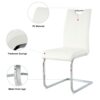 Modern Dining Chairs With Faux Leather Padded Seat And Chrome Metal Legs For Kitchen, Living, Bedroom, Dining Room - White / Silver - Image 13