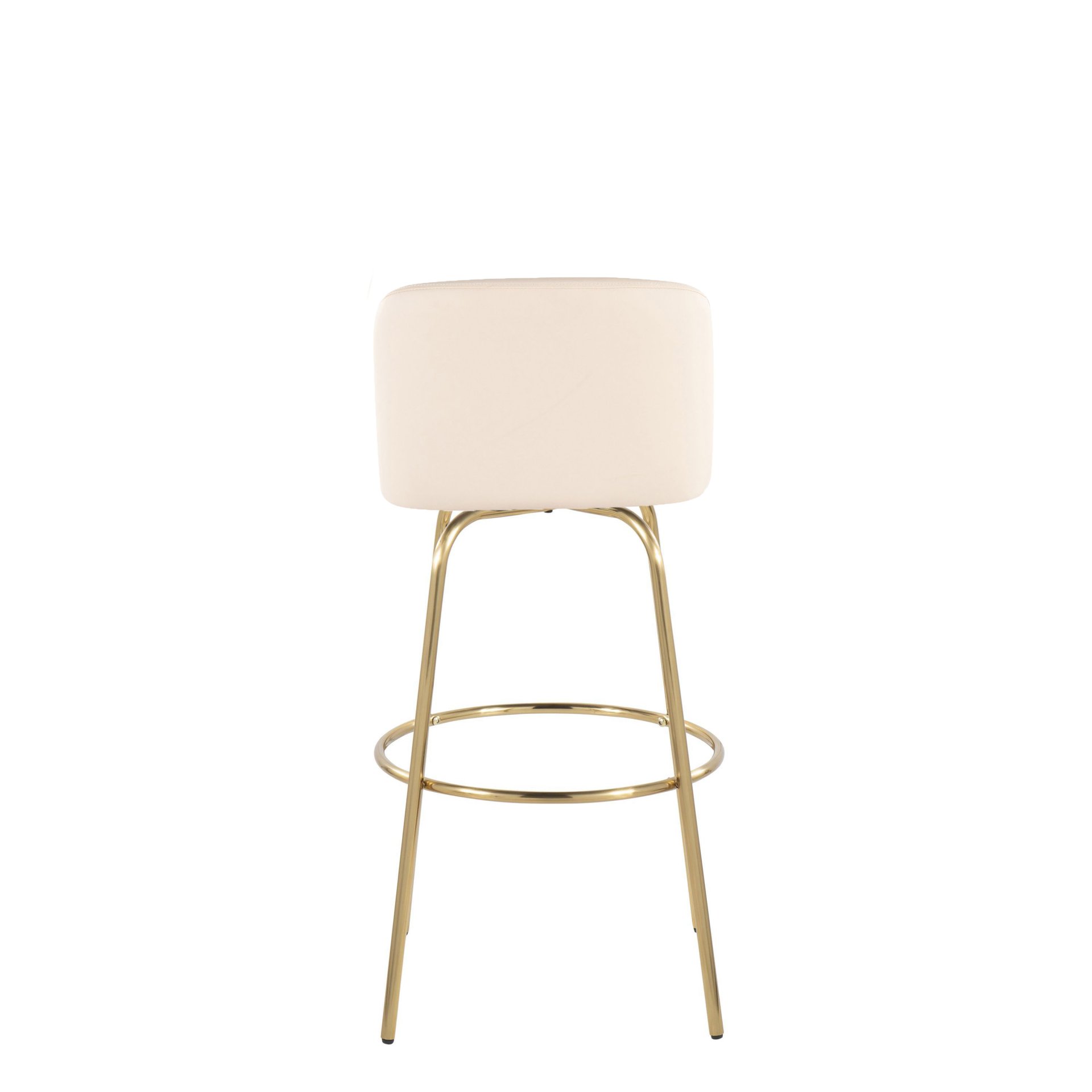Toriano - Contemporary Fixed Height Barstool With Swivel With Round Footrest (Set of 2) - Cream / Gold - Image 5