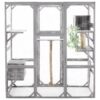 Outdoor Cat House, Diy Cat Enclosure Catio With Double Enter Doors - Light Gray - Image 5