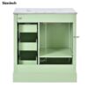 Bathroom Vanity Cabinet With Ceramic Basin, 3 Drawers And Adjustable Shelves - Green - Image 10