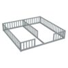 Double Twin Floor Bed With Fence, Guardrails, Without Door - Gray - Image 18