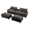 Modern Chenille Upholstered Sectional Sofa With Ottomans, USB Ports, Cup Holders, And Storage - Gray - Image 22