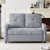 Modern Loveseat Pull Out Sofa Bed With Adjustable Backrest, Two Cup Holders, A Phone Holder, Three Charging Ports And Side Storage Pockets For Living Room - Gray - Image 9