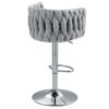 360 Degree Swivel Bar Stools Adjustable Counter Height Bar Chairs With Woven Back & Footrest, Silver Chromed Bar Stools For Kitchen Island (Set of 2) - Gray - Image 5