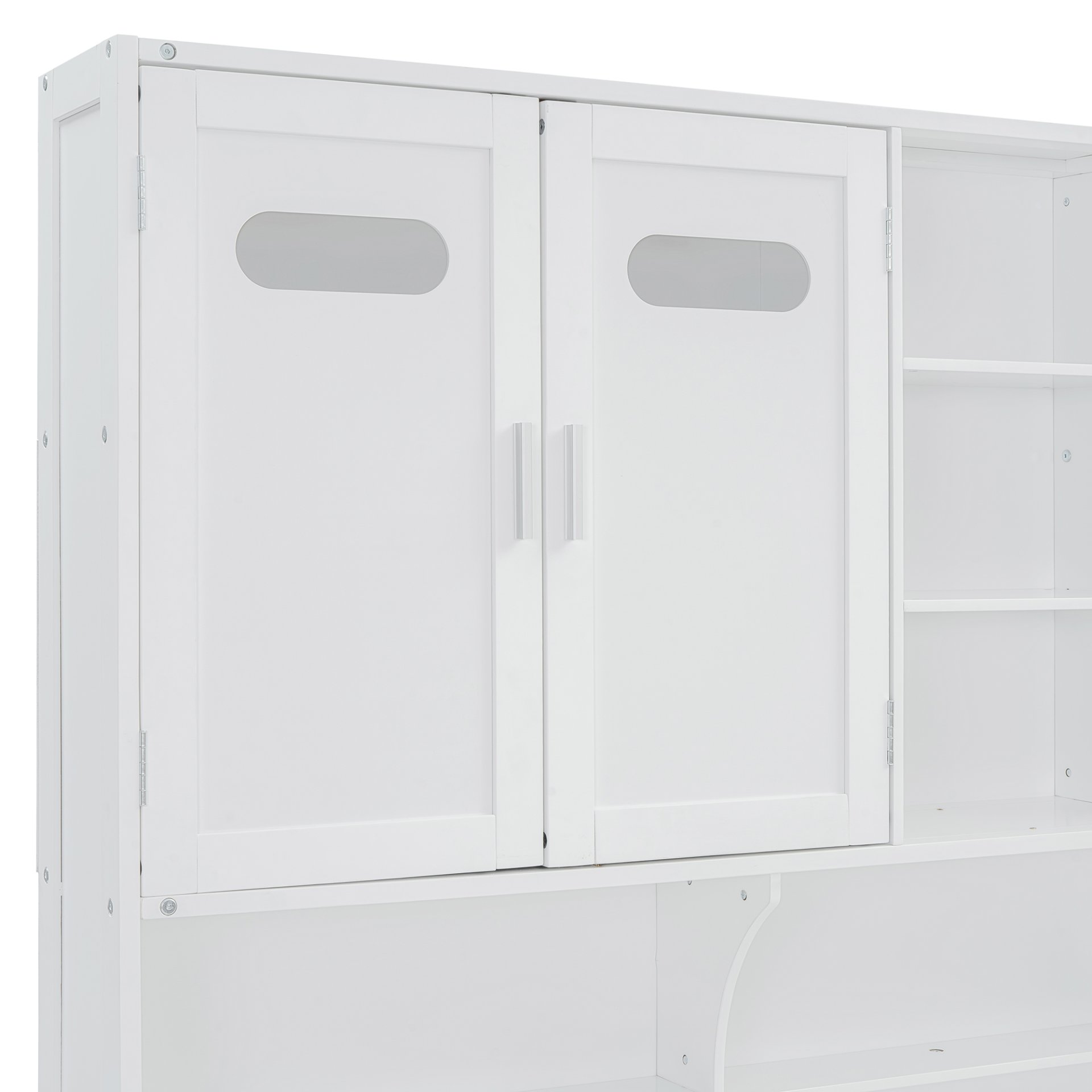 Full Size Wooden Daybed With Hydraulic Bed And All In One Cabinet And Shelf - White - Image 12