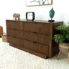 Lola - Mid-Century Modern Dresser With 6 Drawers - Dark Brown - Image 11