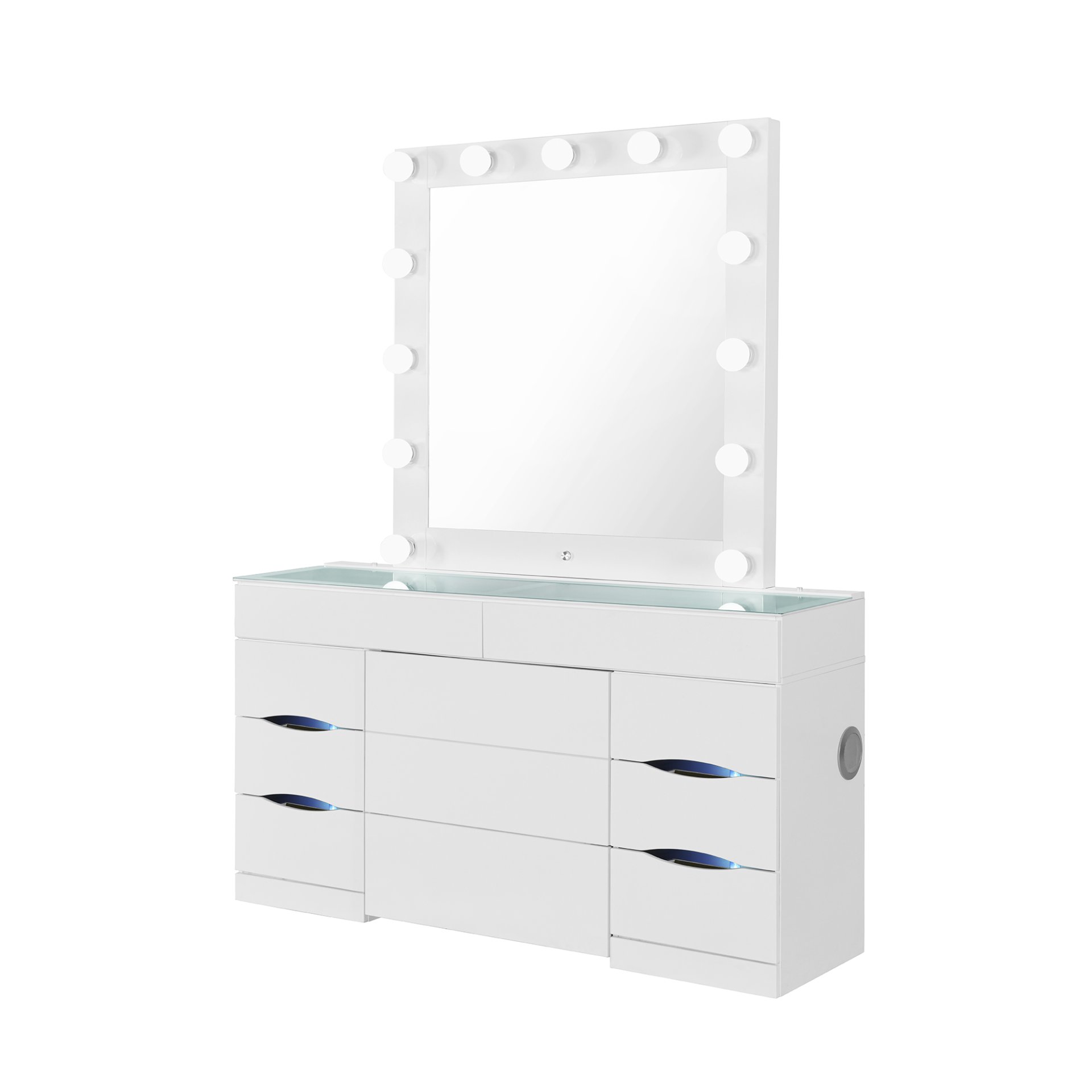 Elisa - Vanity Set With Stool And LED Lights - White - Image 4