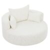 360 Degree Swivel Chair Accent Barrel Chair With Removable Pillows Chenille Fabric - Beige - Image 16