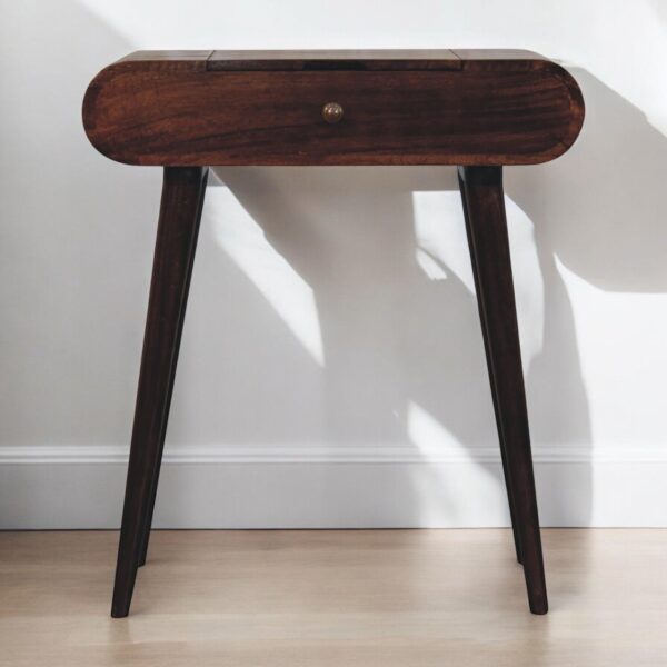 Mini Dressing Table With Foldable Mirror - Walnut