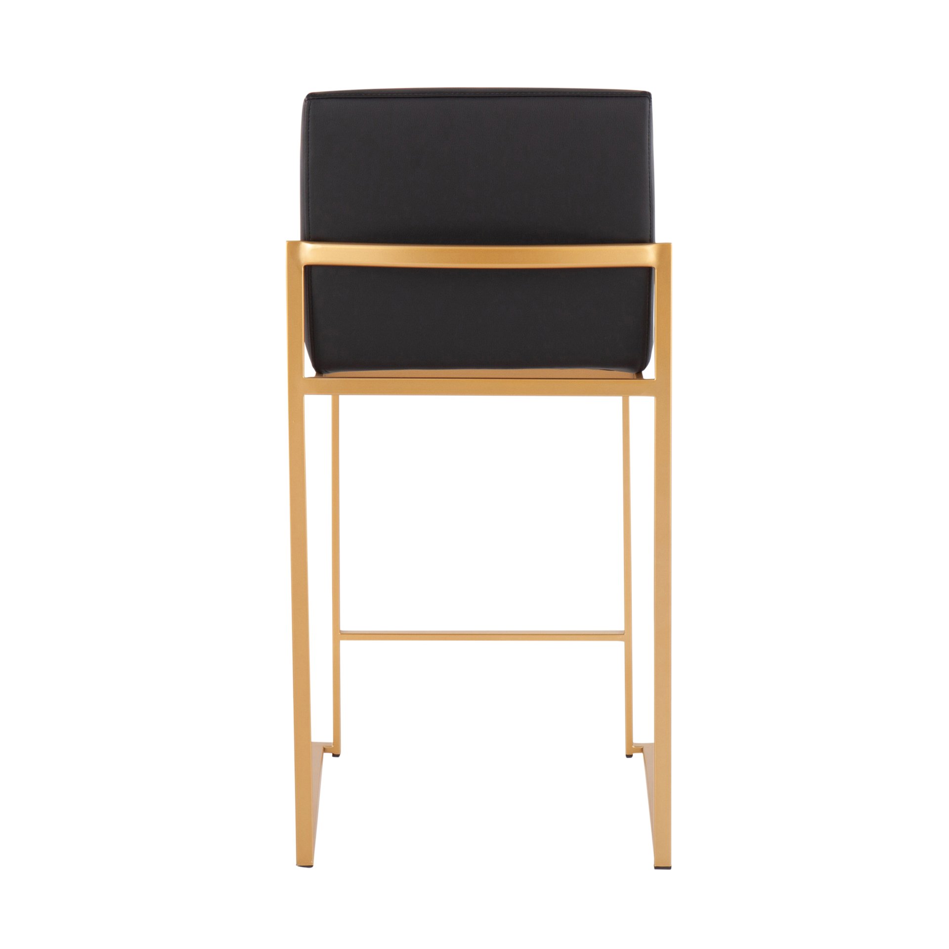 Fuji - Contemporary High Back Counter Stool (Set of 3) - Black / Gold - Image 5