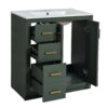 Bathroom Vanity With Ceramic Sink Combo, Frame Bathroom Storage Cabinet, Freestanding Vanity Set With 3 Drawers & Soft Closing Doors - Green - Image 12