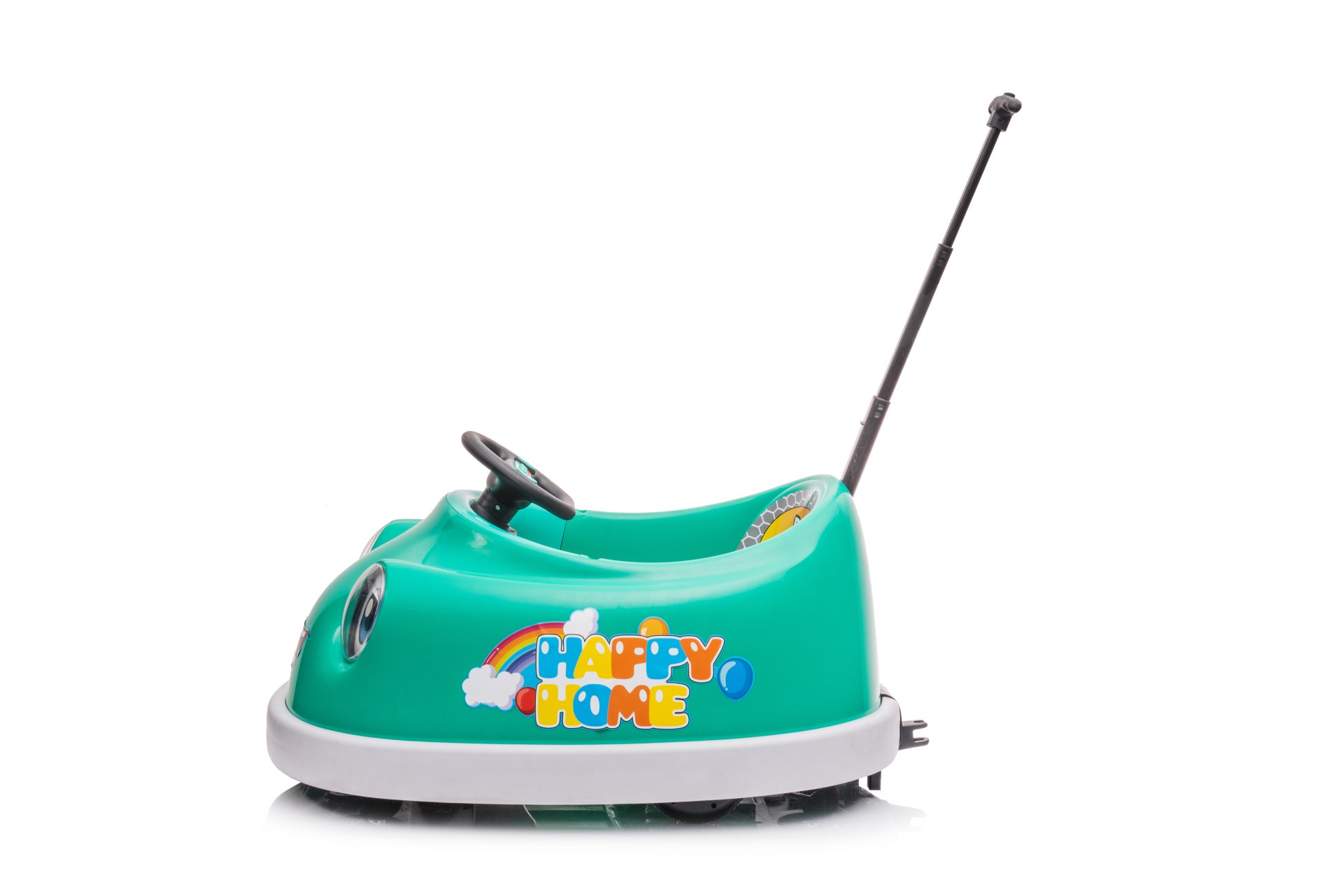 Bumper Car For Kids, 12V Dual Drive 1-6 Years Old Children's Electric Car With Pushrod Dinner Plate USB Bt Music Rocking Horse Mode Anti-Collision Bumper Ride On Car - Green - Image 17
