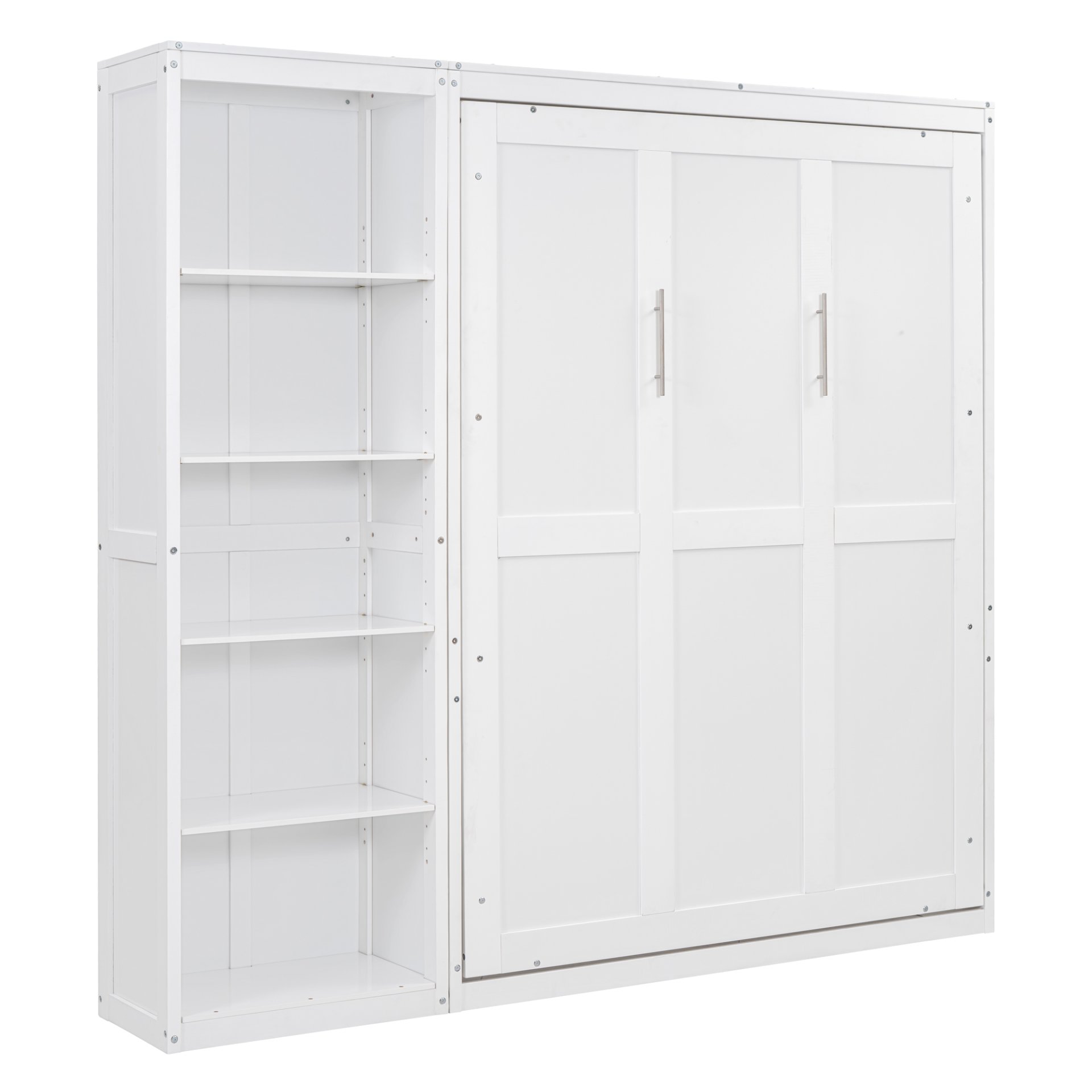 Full Size Murphy Wall Bed With Shelves - White - Image 8