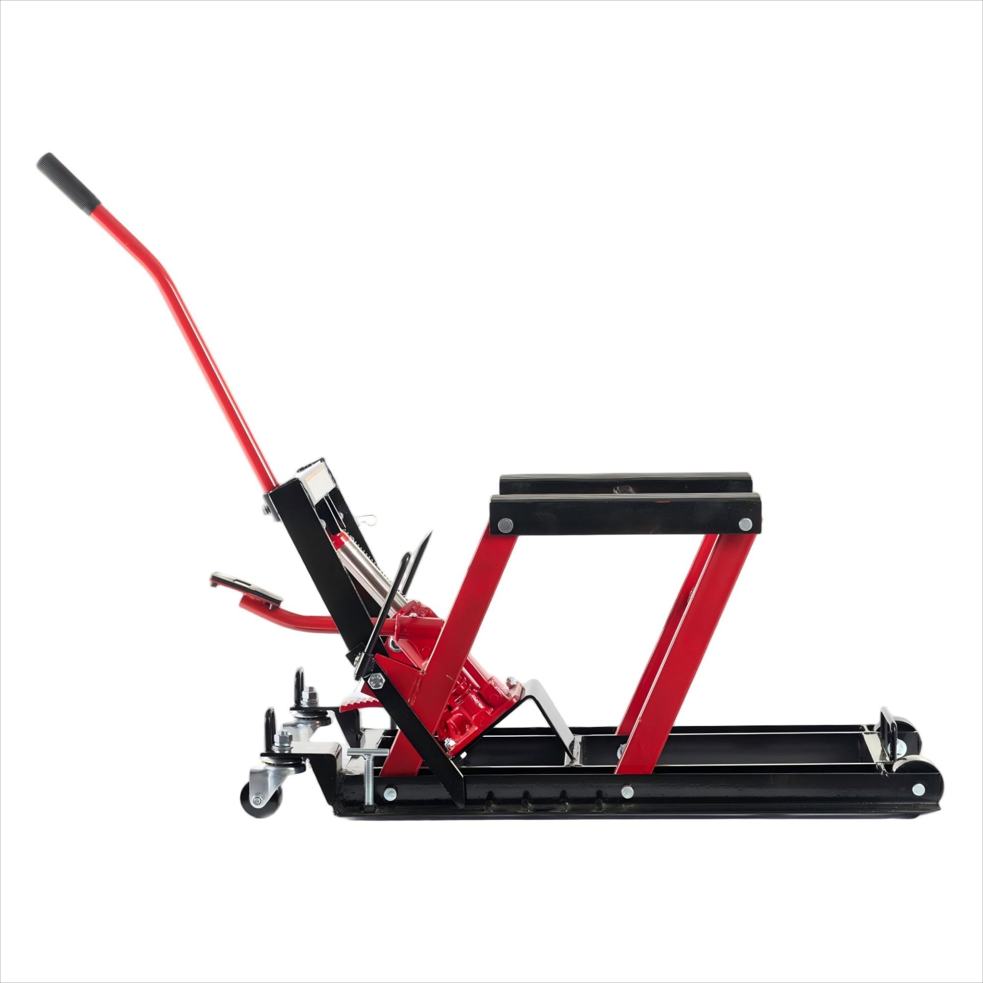 Heavy Duty 1500Lbs Hydraulic Motorcycle Lift Jack With Wheels And Handle - Red / Black - Image 6