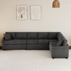 L-Shaped Sofa Convertible Sofa Bed Pull Out Sofa Sleeper With Two Back Pillows, Two USB Ports And Two Power Sockets For Living Room - Gray - Image 3
