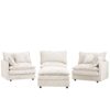 Contemporary Modular Sectional Sofa L Shaped Couch Set With Movable Ottoman Chenille - Beige - Image 14
