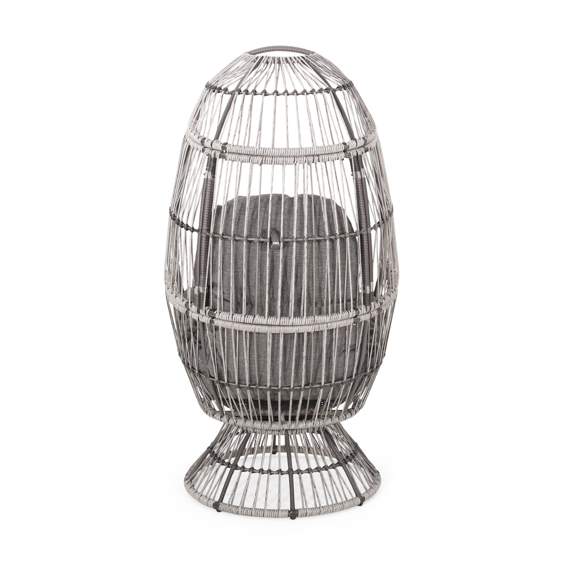 Berkshire - Outdoor Wicker Swivel Egg Chair With Water Resistant Cushions - Gray - Image 9