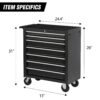 7 Drawer Rolling Tool Chest With Wheels, Multifunctional Tool Box And Storage Cabinet For Garage, Workshop, Or Repair Shop - Black - Image 3