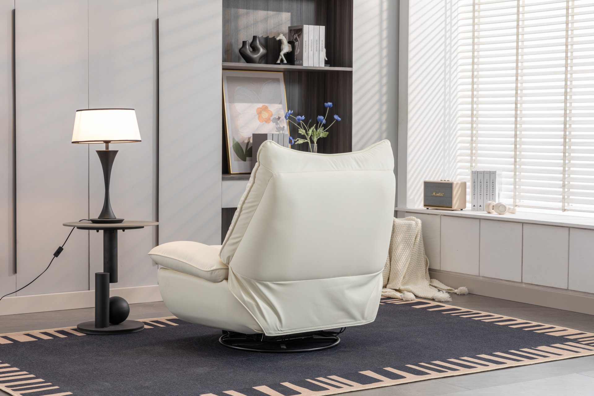 270 Swivel Glider Recliner Chair, Power Recliner Rocking Chair, USB Port Charge For Nursery Chair With Atmosphere Lamp For Living Room Bedroom Apartment - White - Image 11