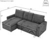 Modern L Shaped Convertible Sleeper Sofa Bed With Pull Out Bed And Reversible Chaise - Gray - Image 3